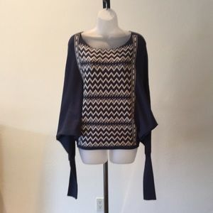 Bat sleeved steel blue top